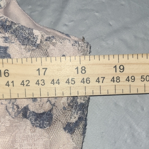 Lace Mini Dress Tunic Sweetheart Neck Pastel Peach Blu Gray Rose Floral Coquette - Picture 3 of 11